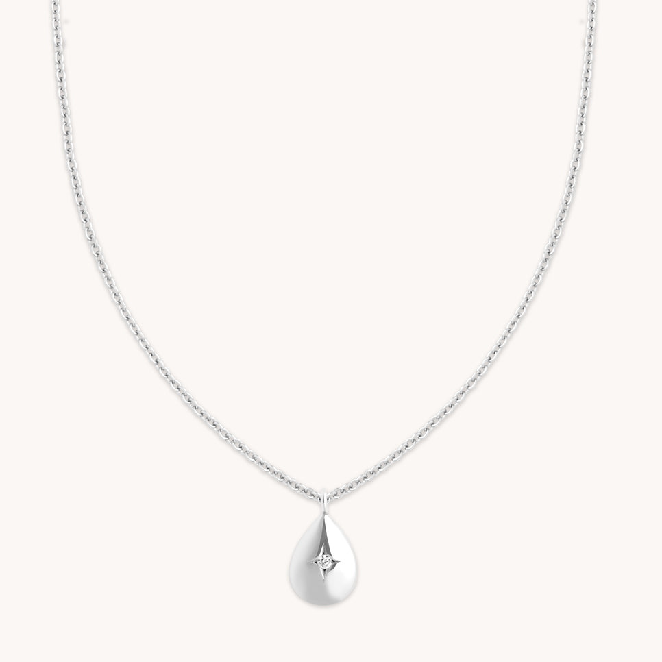Gemstone Necklaces - Pear Pendant Necklace in Silver - Pendant Necklace - Astrid & Miyu