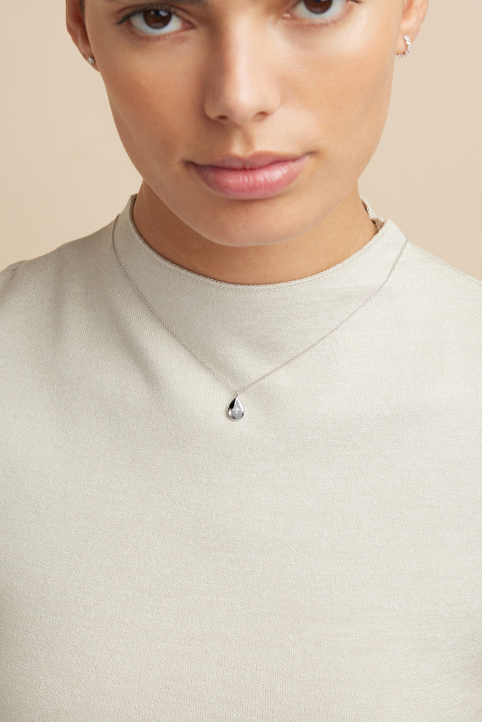 Gemstone Necklaces - Pear Pendant Necklace in Silver - Pendant Necklace - Astrid & Miyu