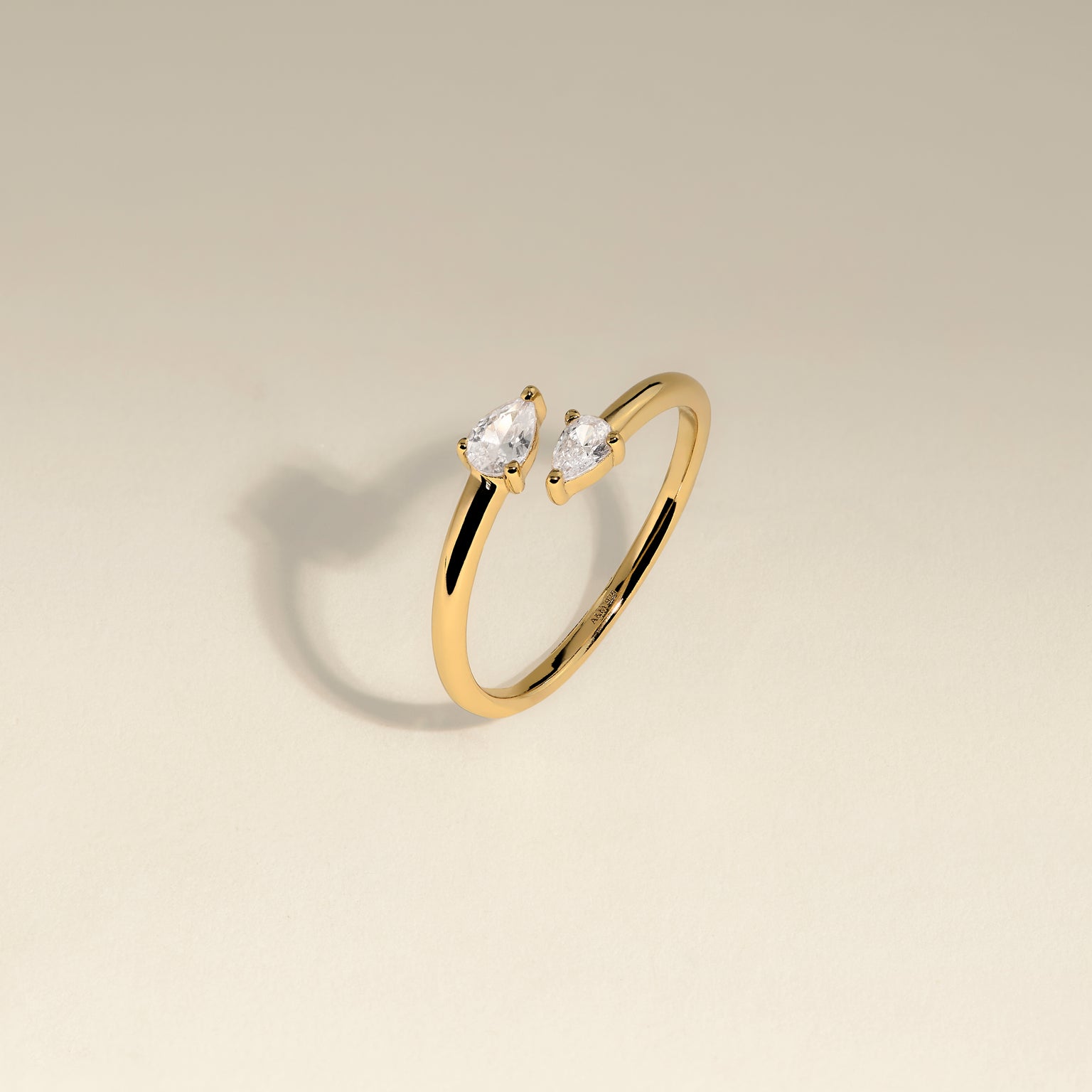 Crystal Pear Open Ring in Gold-Astrid & Miyu