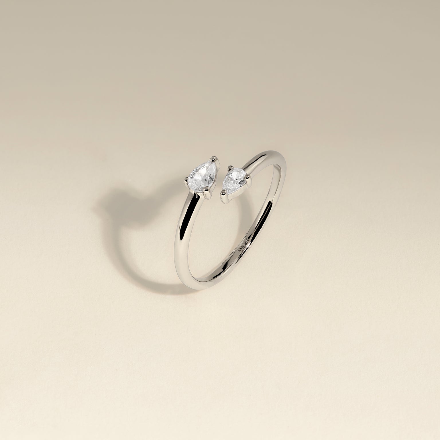 Crystal Pear Open Ring in Silver-Astrid & Miyu