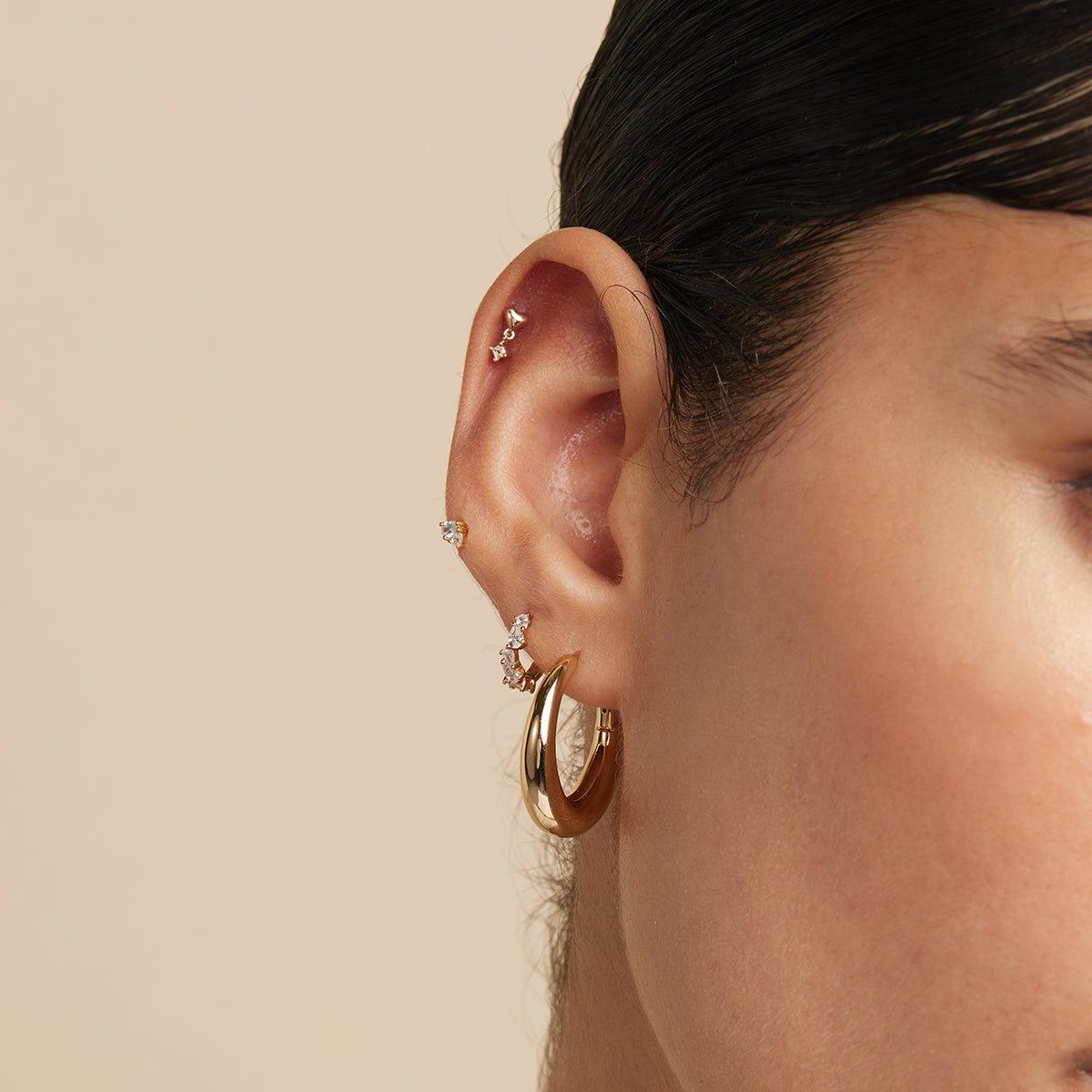 18k Gold Plated Jewellery - Pear Cluster Stud Earrings in Gold - Stud Earrings - Astrid & Miyu