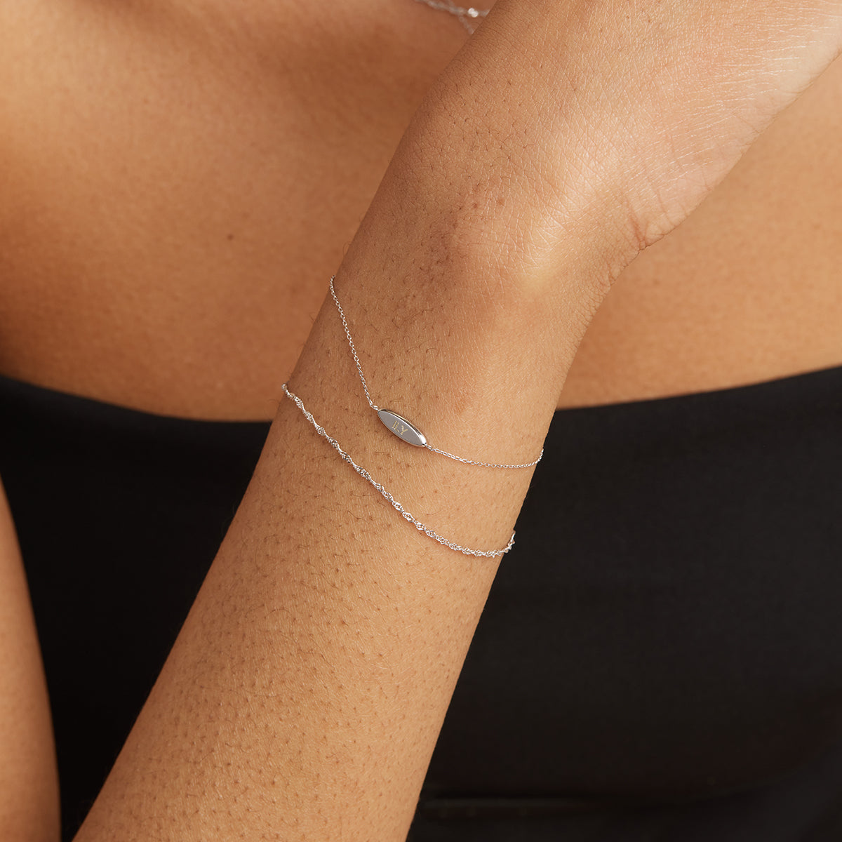 Bracelets - ID Charm Bracelet in Solid White Gold - Charm Bracelet - Astrid & Miyu