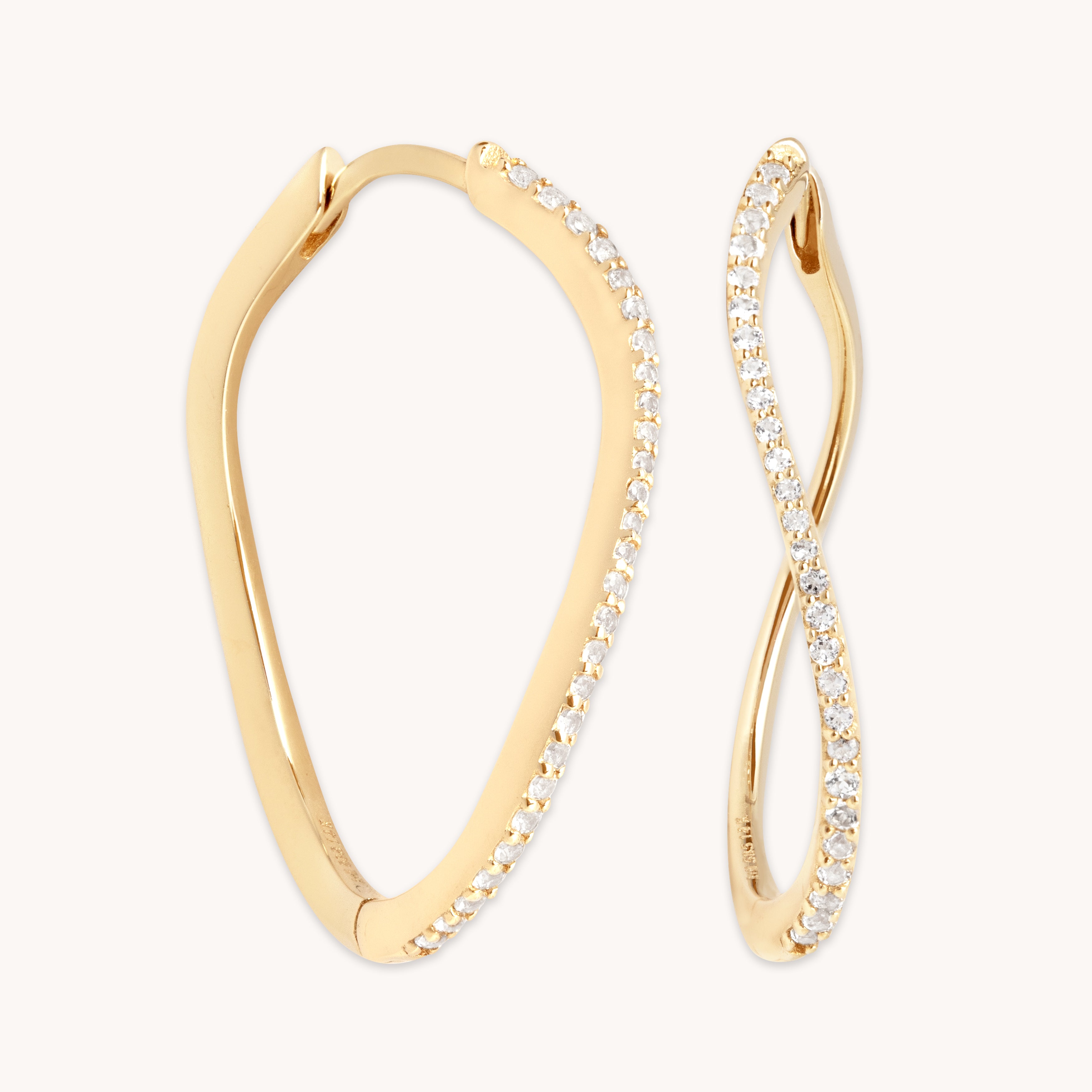 April White Topaz - Infinite Topaz Pavé Hoops in Solid Gold - Hoop Earrings - Astrid & Miyu