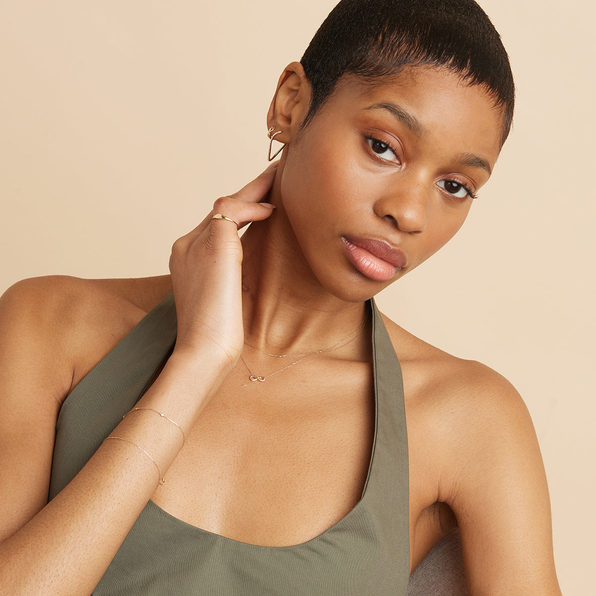 April White Topaz - Infinite Topaz Pavé Hoops in Solid Gold - Hoop Earrings - Astrid & Miyu