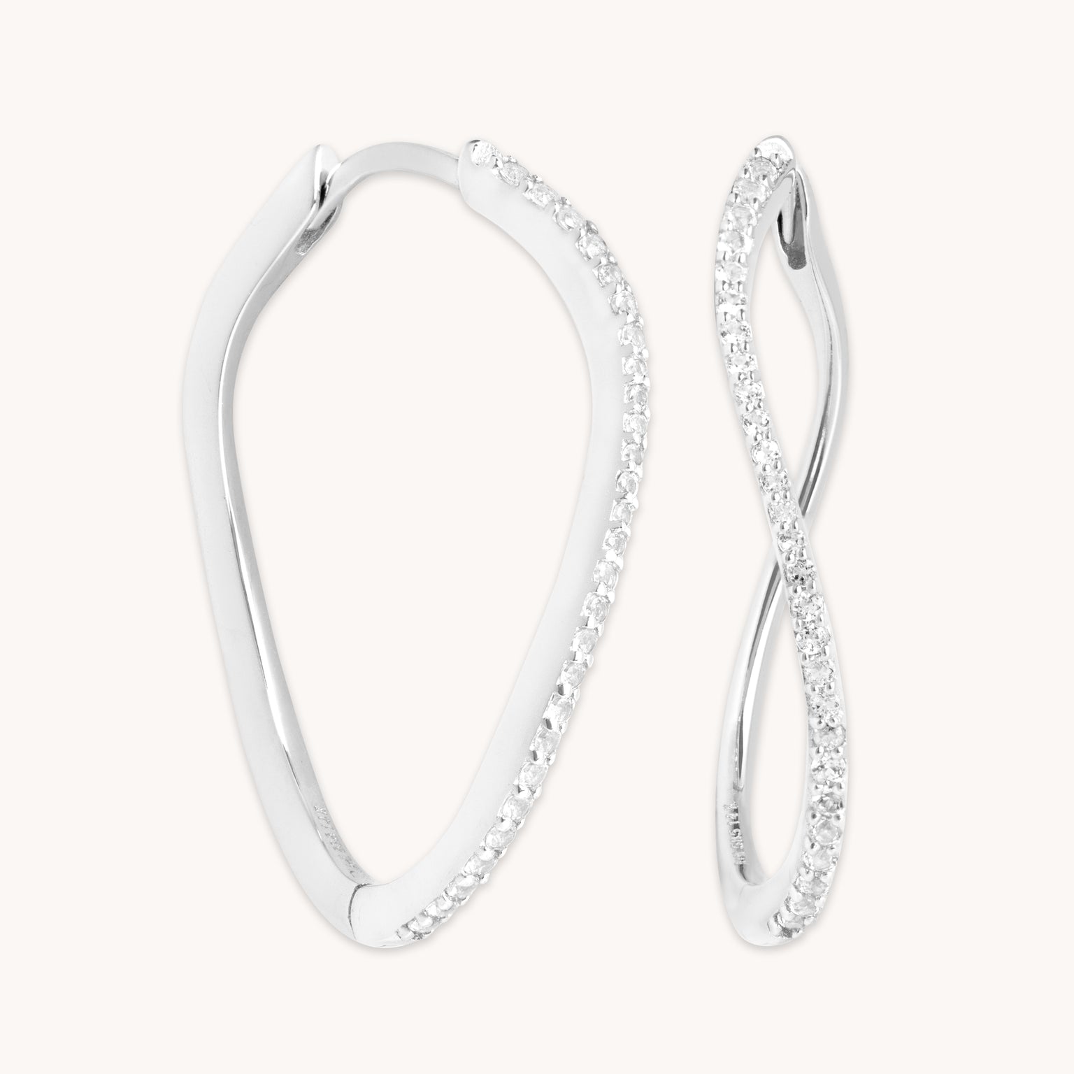 April White Topaz - Infinite Topaz Pavé Hoops in Solid White Gold - Hoop Earrings - Astrid & Miyu