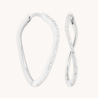 April White Topaz - Infinite Topaz Pavé Hoops in Solid White Gold - Hoop Earrings - Astrid & Miyu