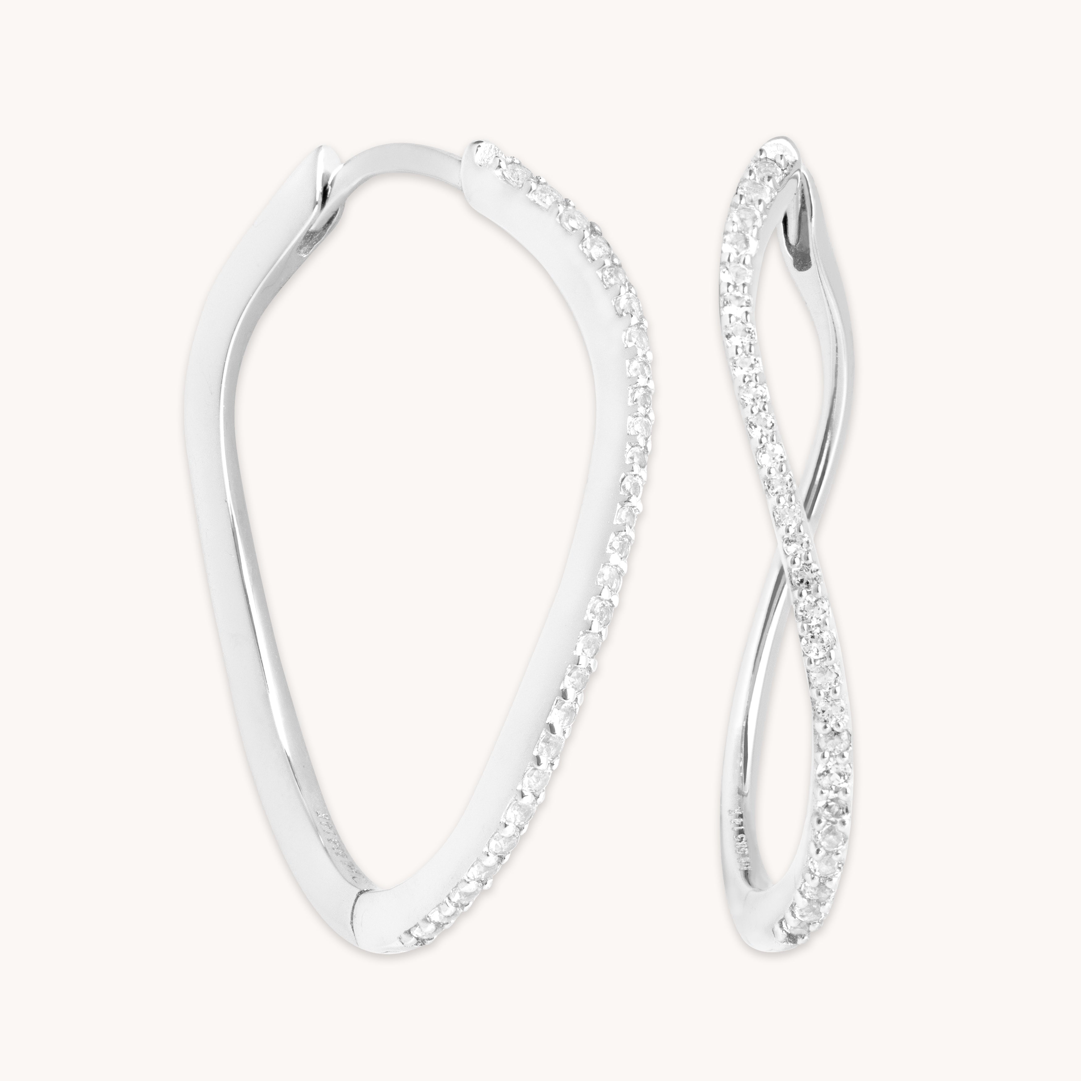 April White Topaz - Infinite Topaz Pavé Hoops in Solid White Gold - Hoop Earrings - Astrid & Miyu