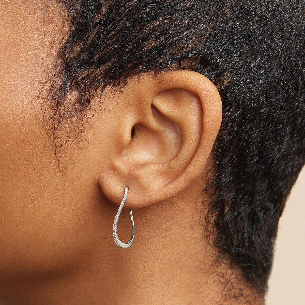 April White Topaz - Infinite Topaz Pavé Hoops in Solid White Gold - Hoop Earrings - Astrid & Miyu