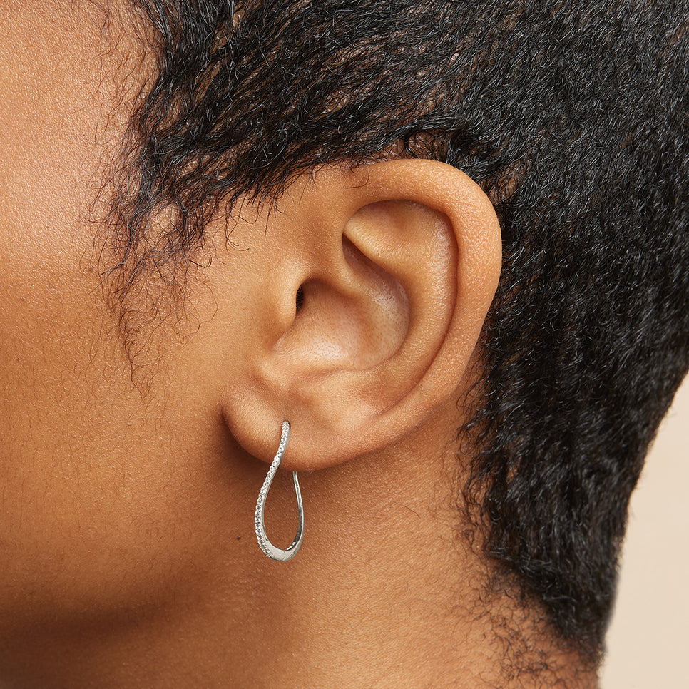 April White Topaz - Infinite Topaz Pavé Hoops in Solid White Gold - Hoop Earrings - Astrid & Miyu