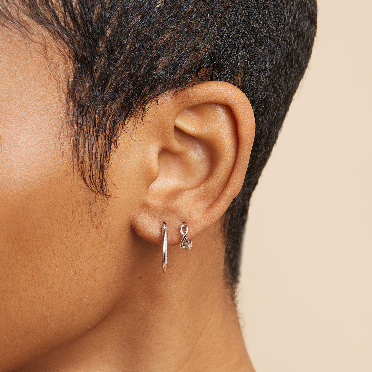Earrings - Infinite Huggies in Solid White Gold - Huggies - Astrid & Miyu