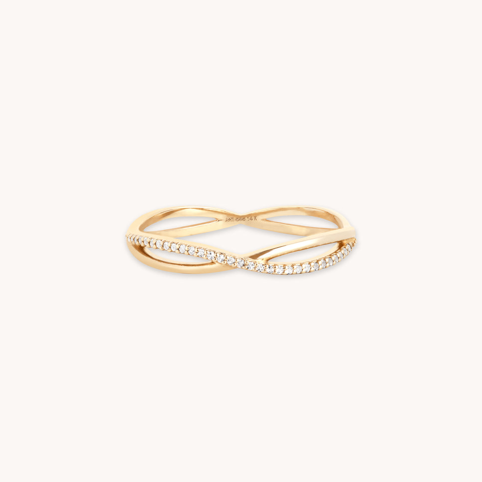 April White Topaz - Infinite Topaz Pavé Ring in Solid Gold - Band Ring - Astrid & Miyu