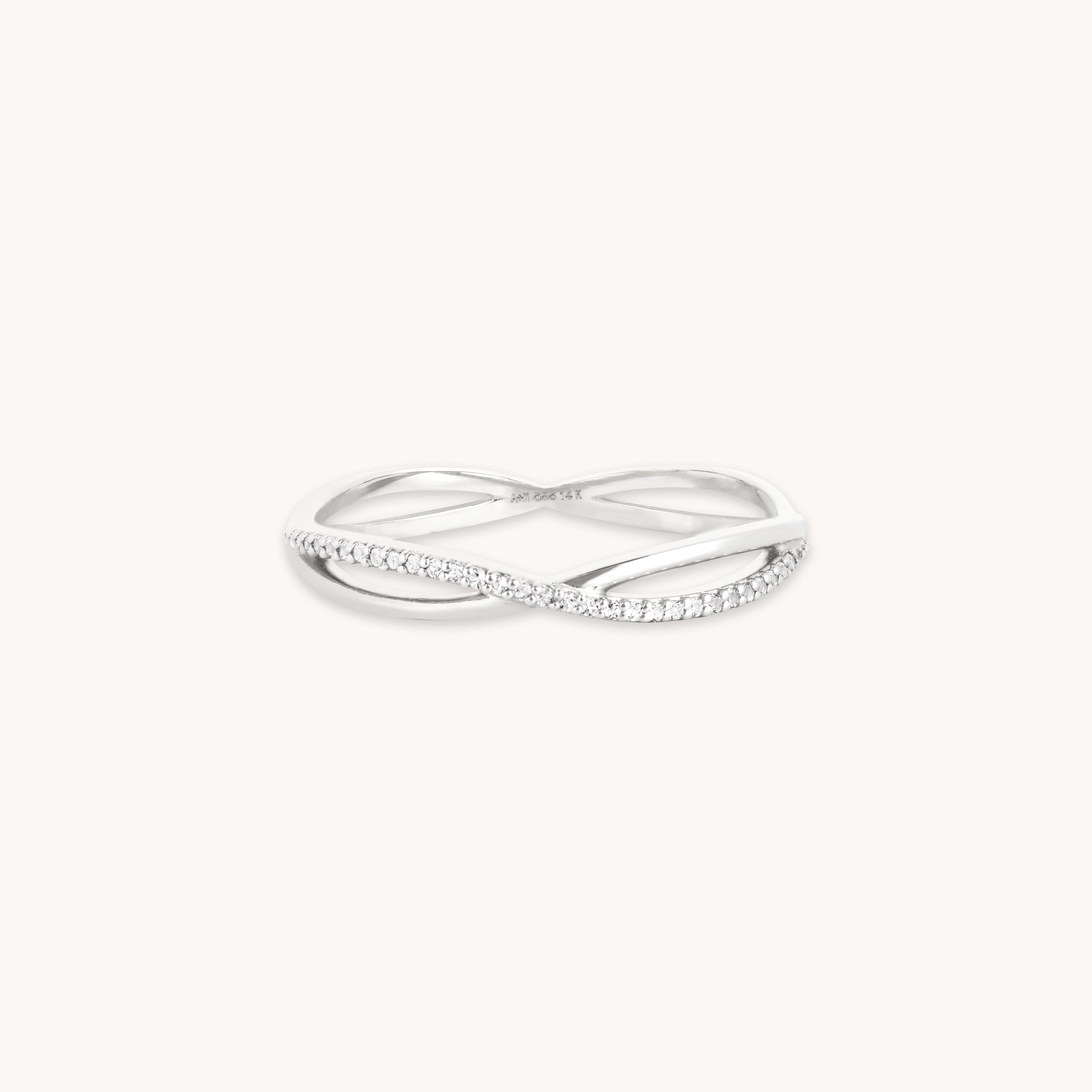 April White Topaz - Infinite Topaz Pavé Ring in Solid White Gold - Band Ring - Astrid & Miyu
