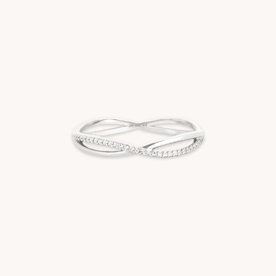 April White Topaz - Infinite Topaz Pavé Ring in Solid White Gold - Band Ring - Astrid & Miyu