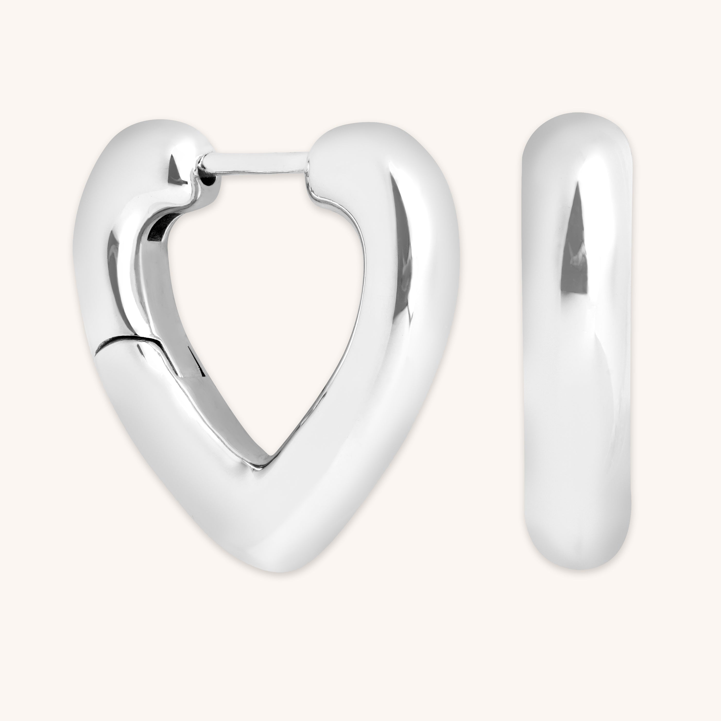 Earrings - Heart Open Hoops in Silver - Hoop Earrings - Astrid & Miyu