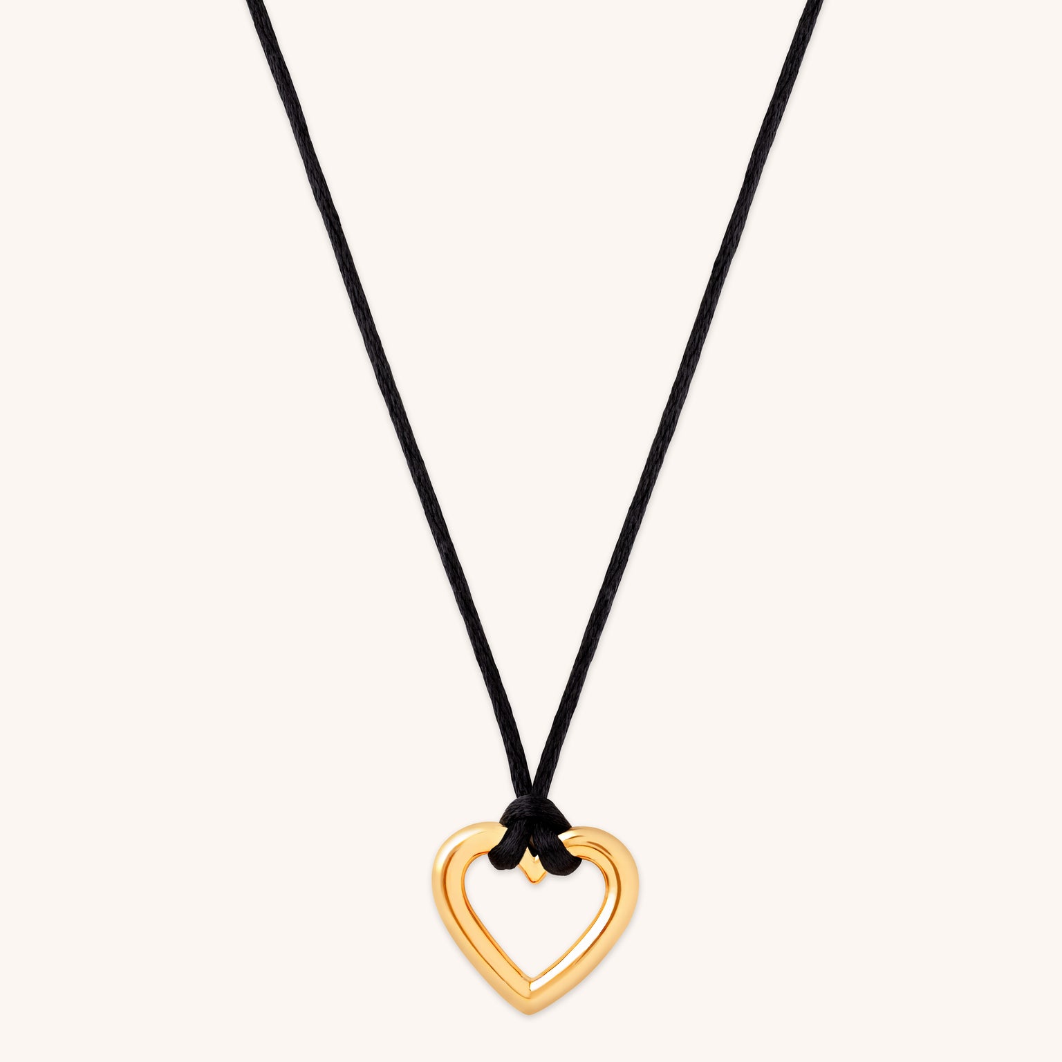 Gold Necklaces - Heart Charm Cord Necklace in Gold - Charm Necklaces - Astrid & Miyu