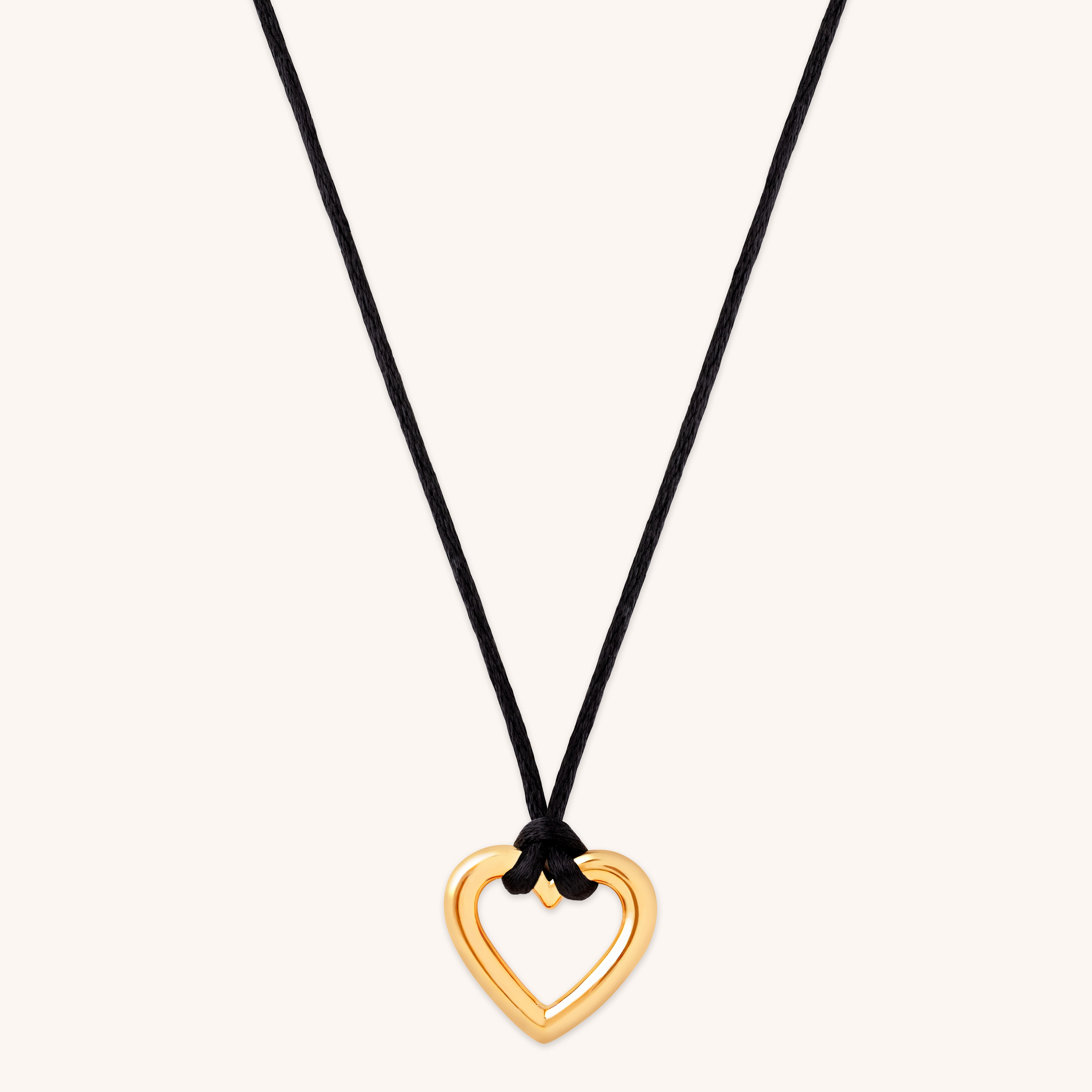Gold Necklaces - Heart Charm Cord Necklace in Gold - Charm Necklaces - Astrid & Miyu