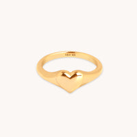 18k Gold Plated Jewellery - Heart Signet Ring in Gold - Signet Ring - Astrid & Miyu