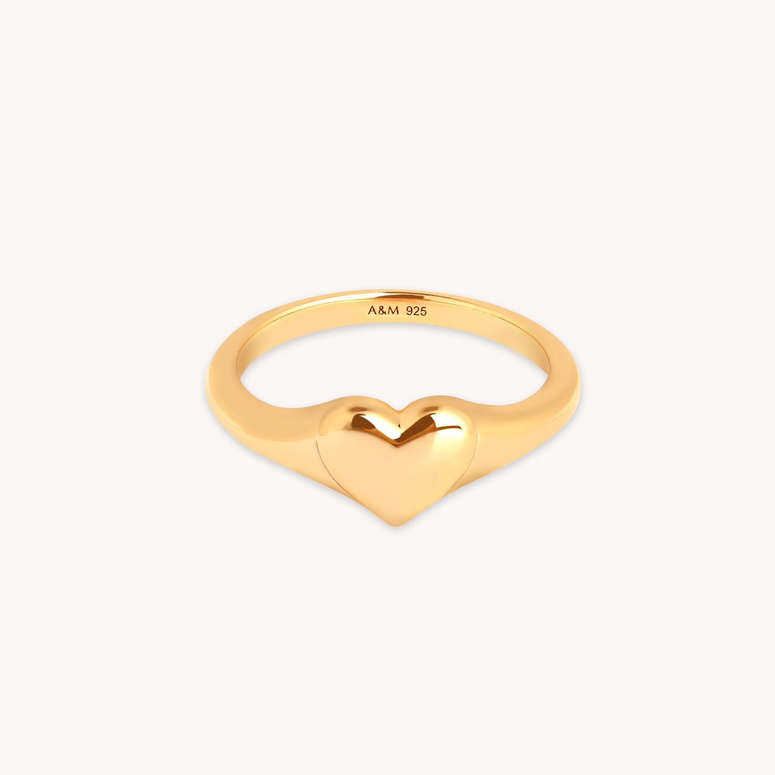 18k Gold Plated Jewellery - Heart Signet Ring in Gold - Signet Ring - Astrid & Miyu