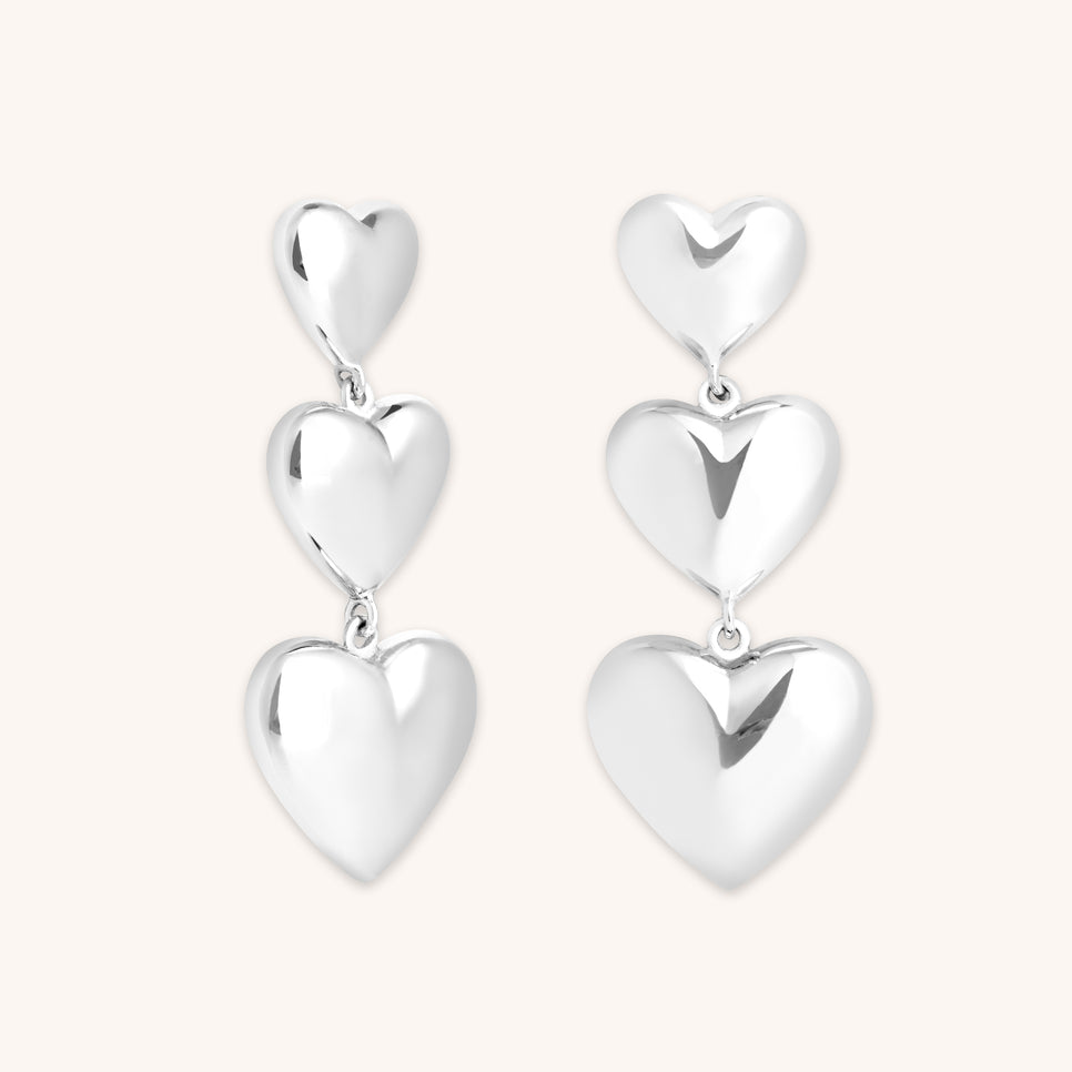 Earrings - Heart Drop Stud Earrings in Silver - Stud Earrings - Astrid & Miyu