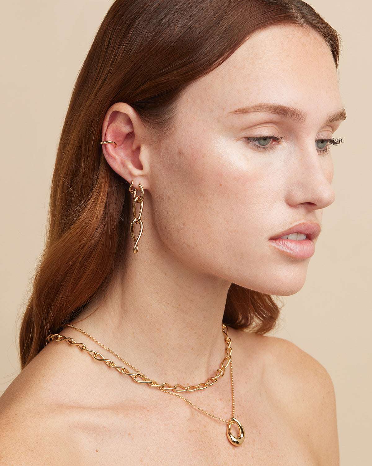 18k Gold Plated Jewellery - Infinite Drop Stud Earrings in Gold - Stud Earrings - Astrid & Miyu