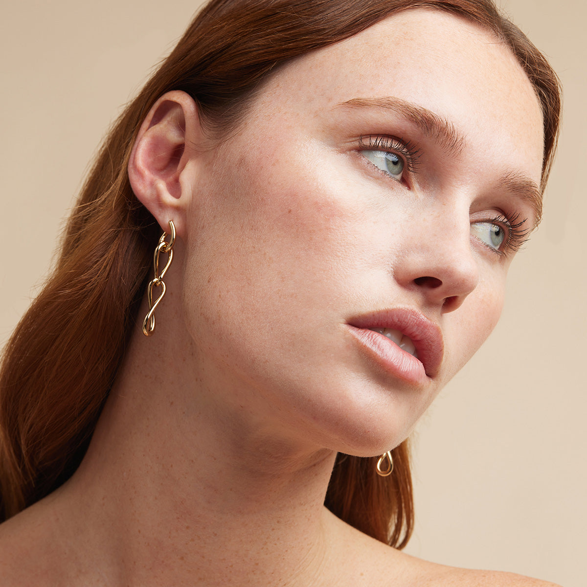 18k Gold Plated Jewellery - Infinite Drop Stud Earrings in Gold - Stud Earrings - Astrid & Miyu