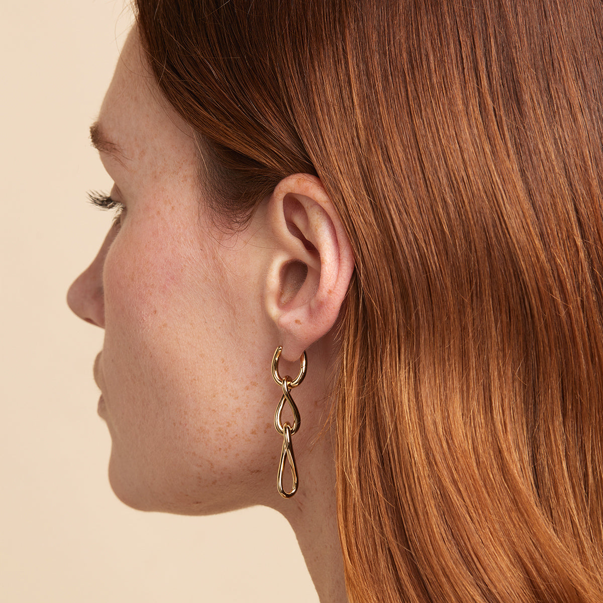 18k Gold Plated Jewellery - Infinite Drop Stud Earrings in Gold - Stud Earrings - Astrid & Miyu