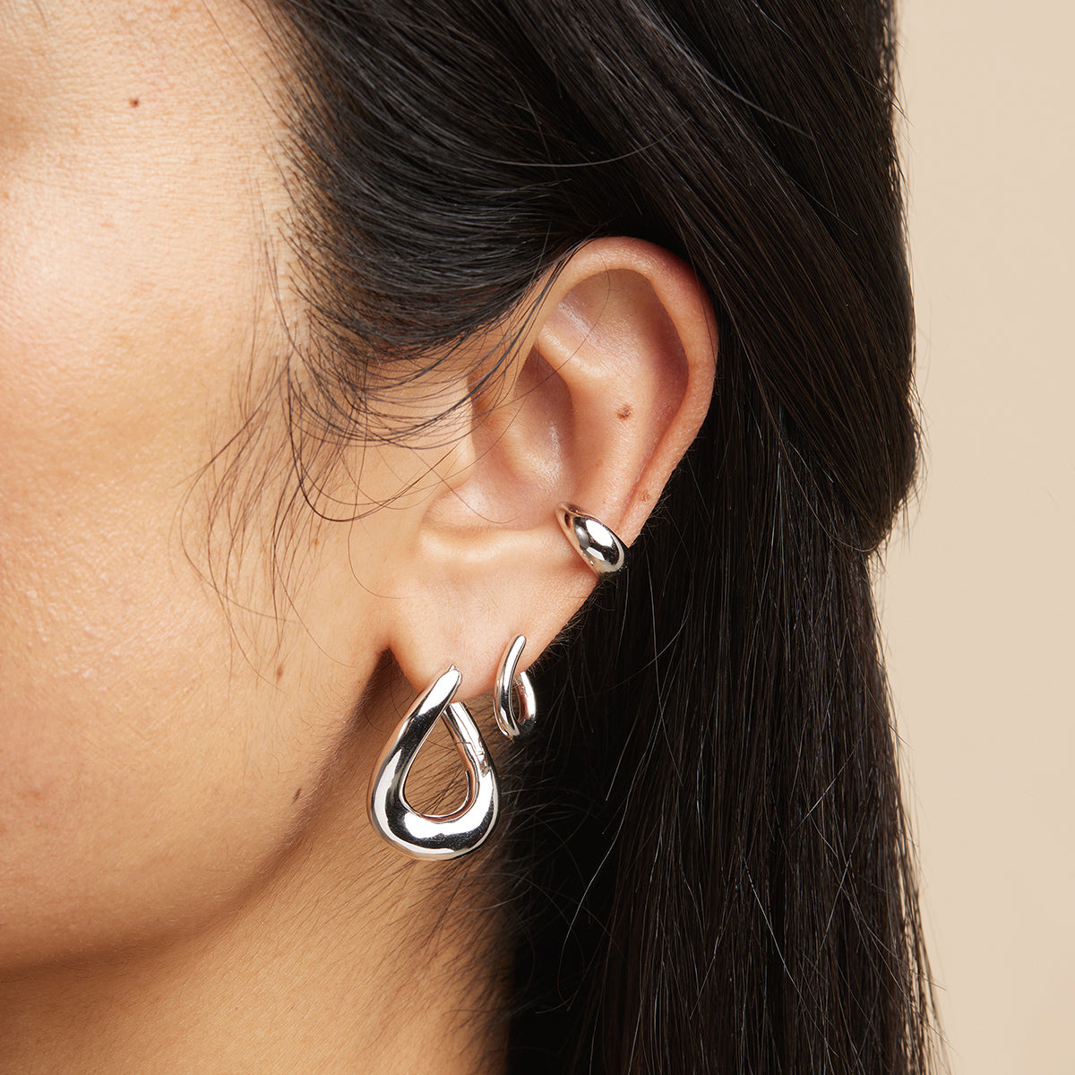 Earrings - Molten Large Hoops in Silver - Hoop Earrings - Astrid & Miyu