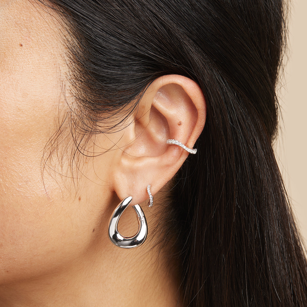 Molten Large Hoops in Silver-Astrid & Miyu