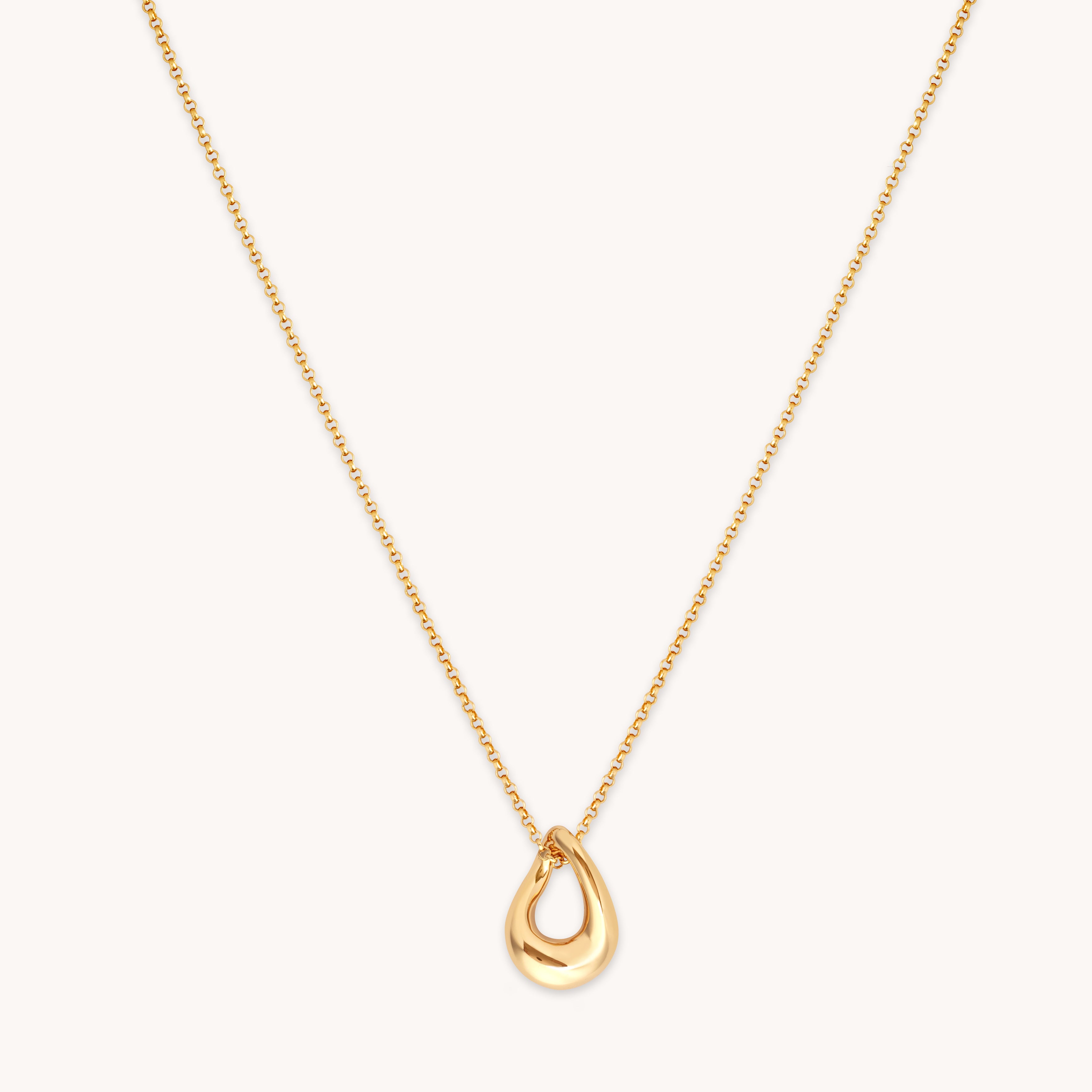 18k Gold Plated Jewellery - Molten Pendant Necklace in Gold - Pendant Necklaces - Astrid & Miyu