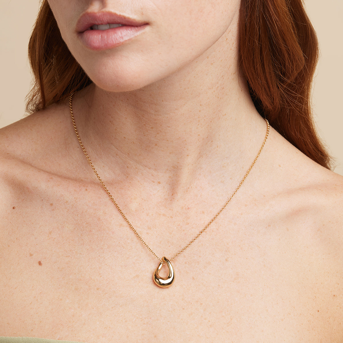 18k Gold Plated Jewellery - Molten Pendant Necklace in Gold - Pendant Necklaces - Astrid & Miyu