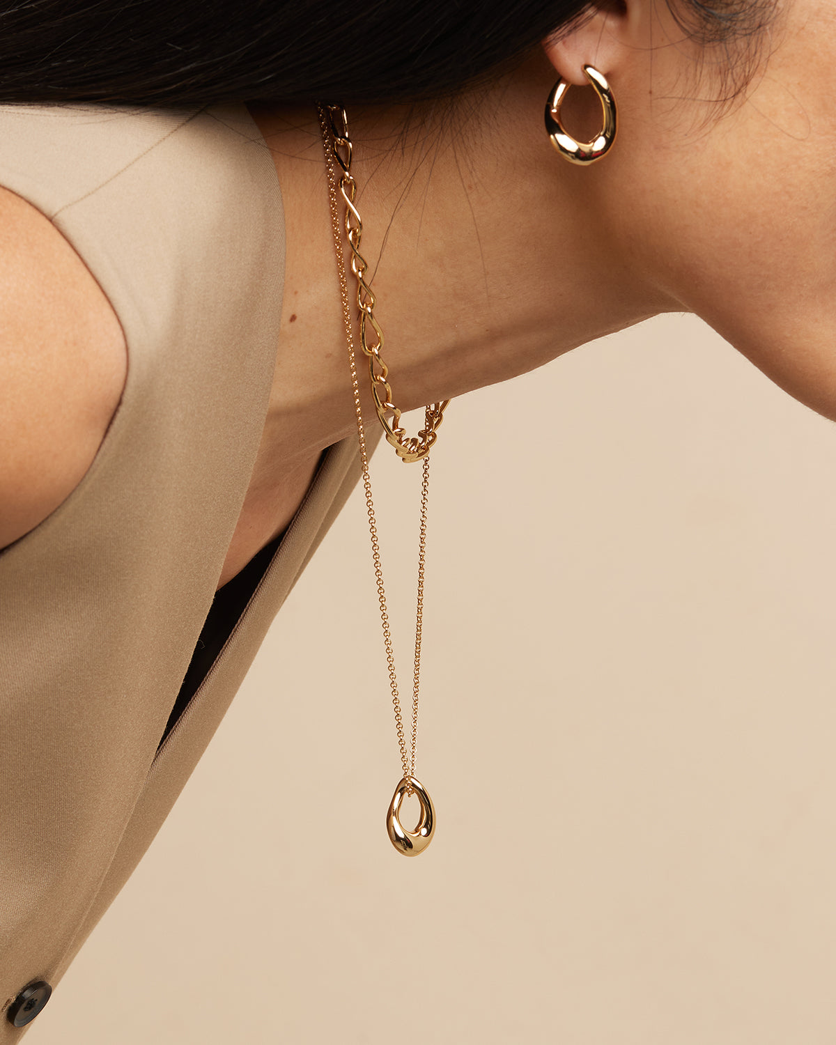 18k Gold Plated Jewellery - Molten Pendant Necklace in Gold - Pendant Necklaces - Astrid & Miyu