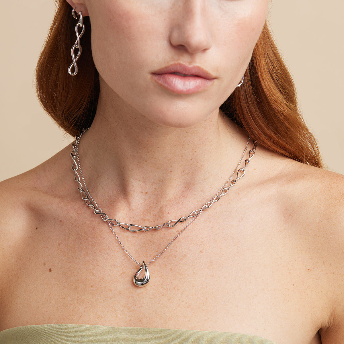 Molten Collection - Molten Pendant Necklace in Silver - Pendant Necklaces - Astrid & Miyu