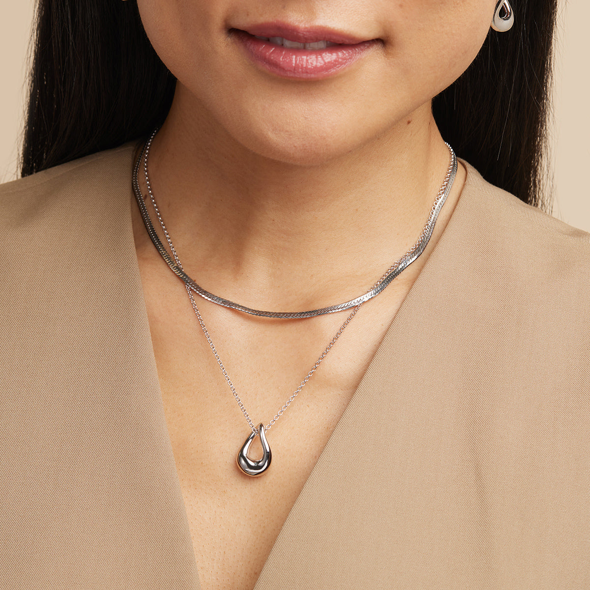 Molten Collection - Molten Pendant Necklace in Silver - Pendant Necklaces - Astrid & Miyu