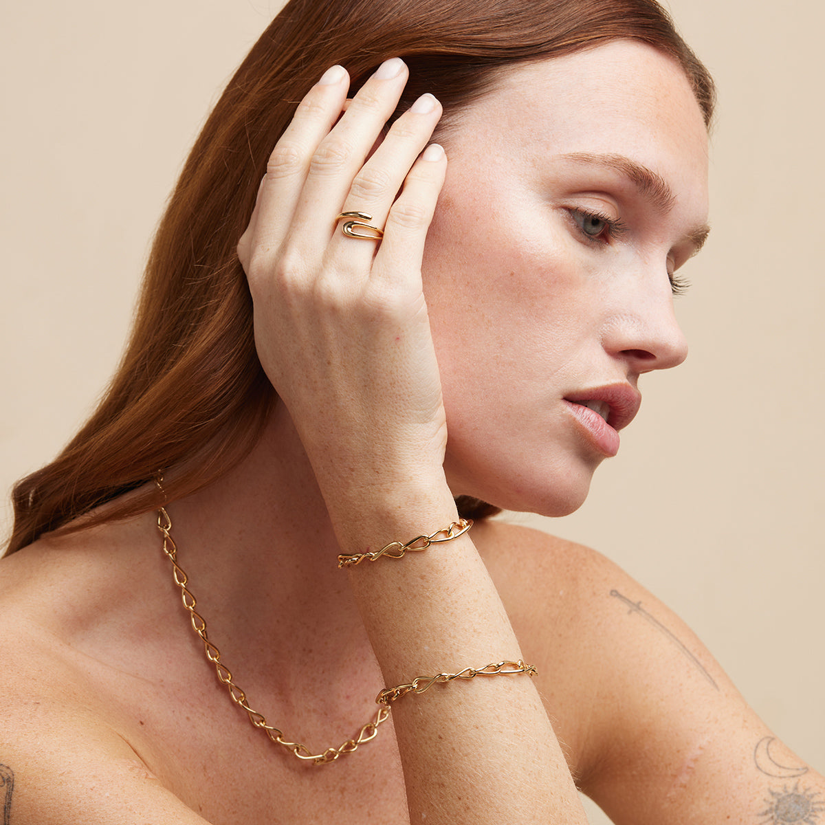 18k Gold Plated Jewellery - Molten Wrap Ring in Gold - Gold Rings - Astrid & Miyu