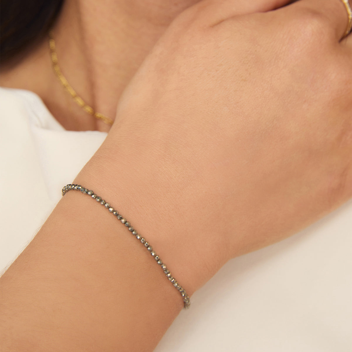 Bracelets - Ironstone Gemstone Bracelet in 9k White Gold - Beaded Bracelet - Astrid & Miyu