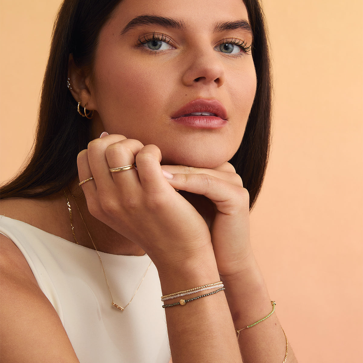 Bracelets - Ironstone Gemstone Bracelet in 9k Gold - Beaded Bracelet - Astrid & Miyu