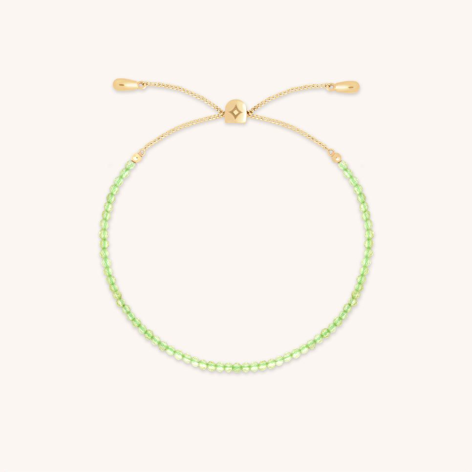 Peridot August Beaded Bracelet in Solid Gold-Astrid & Miyu