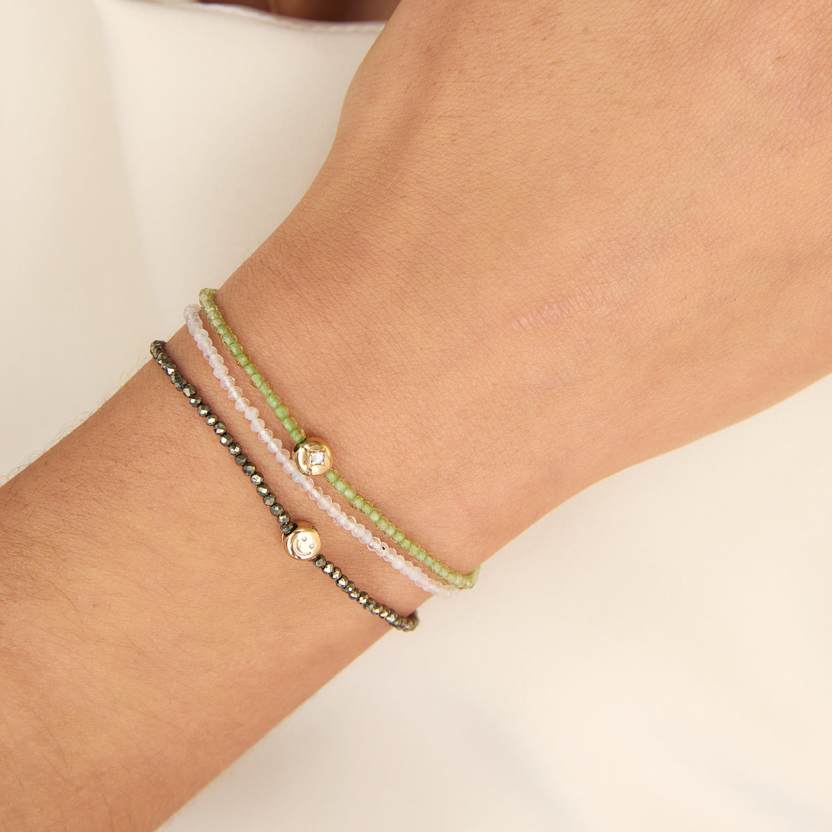 Beaded Jewellery - Olivine Gemstone Bracelet in 9k Gold - Beaded Bracelet - Astrid & Miyu