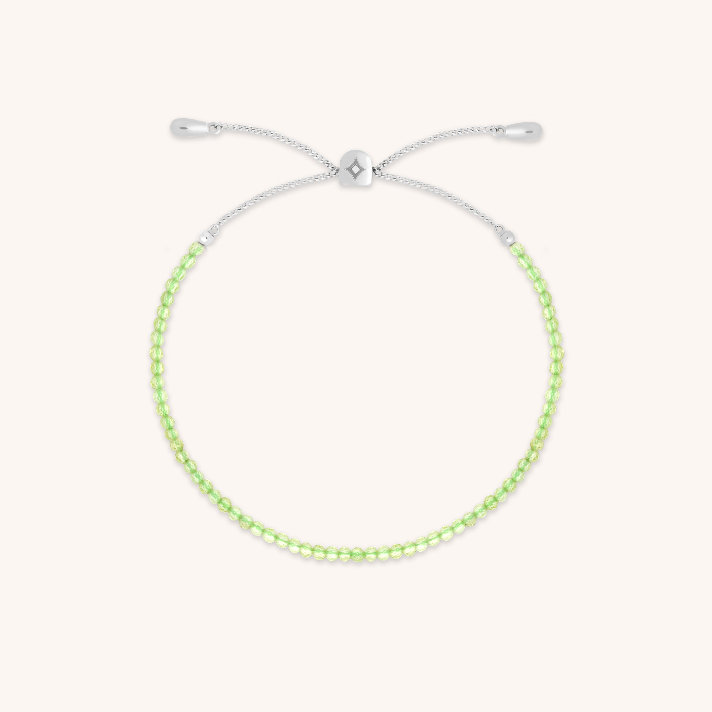 Peridot August Beaded Bracelet in Solid White Gold-Astrid & Miyu