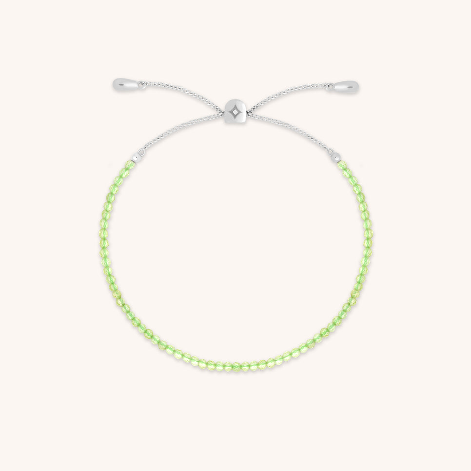 Peridot August Beaded Bracelet in Solid White Gold-Astrid & Miyu