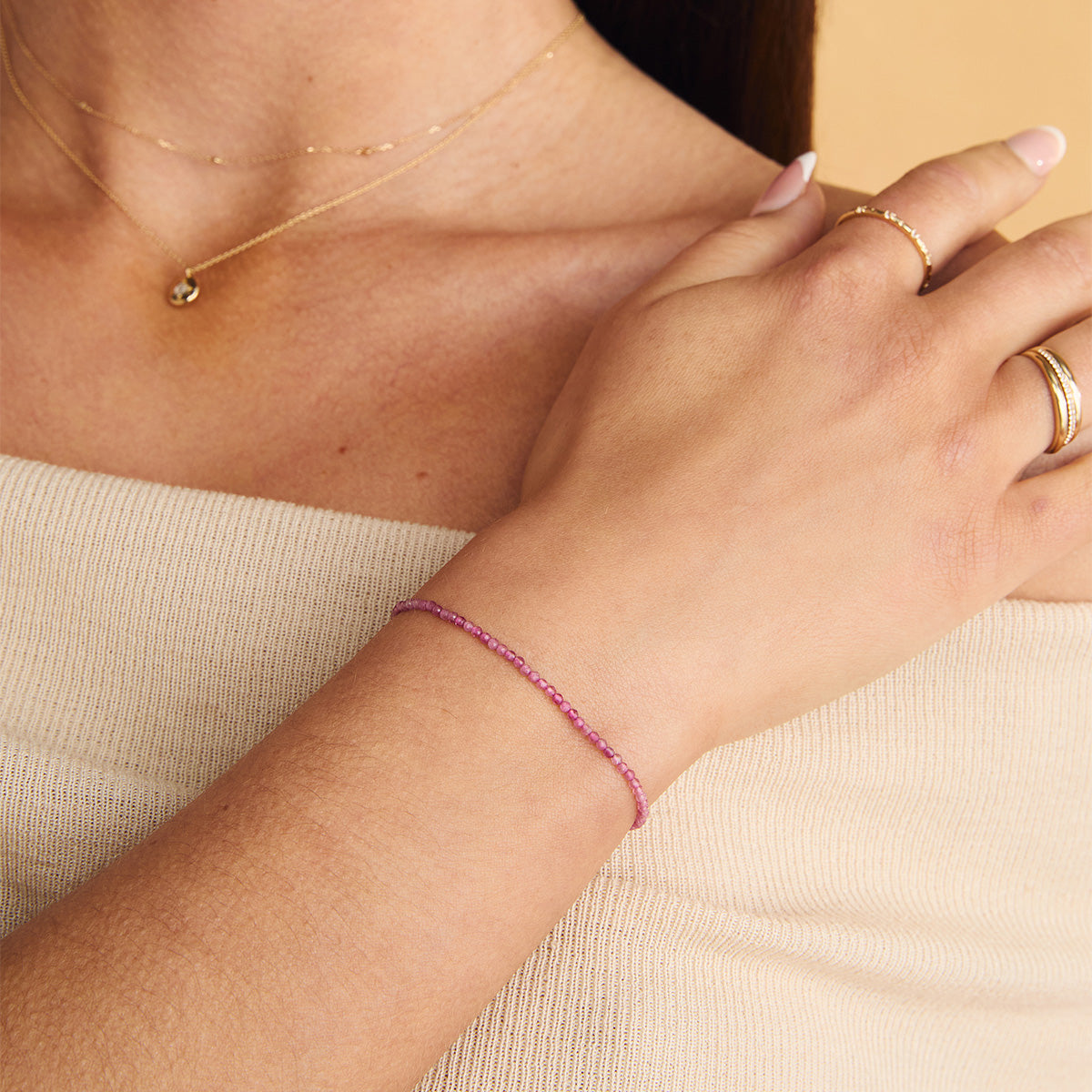 Beaded Jewellery - Tourmaline Gemstone Bracelet in 9k Gold - Beaded Bracelet - Astrid & Miyu