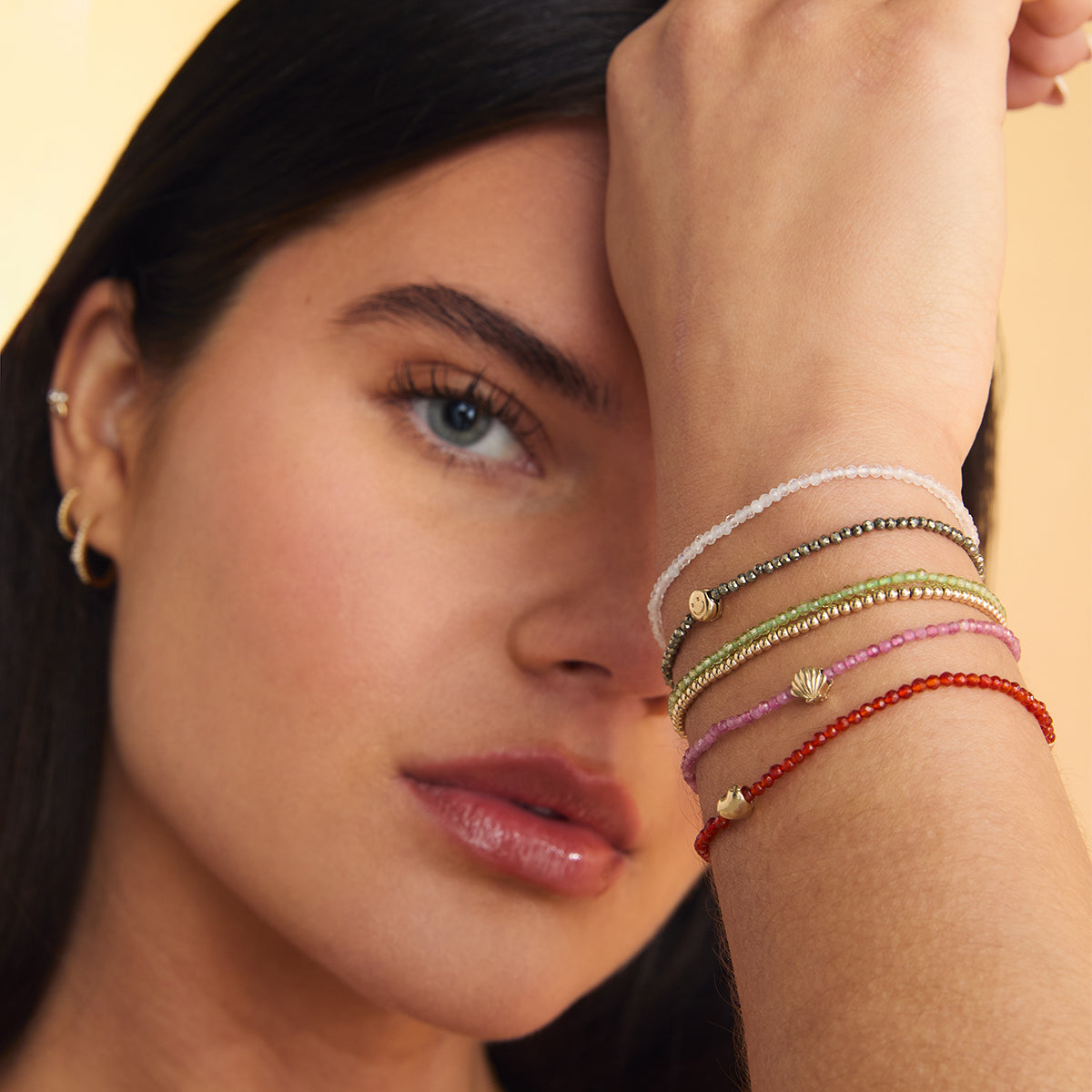 Beaded Jewellery - Tourmaline Gemstone Bracelet in 9k Gold - Beaded Bracelet - Astrid & Miyu