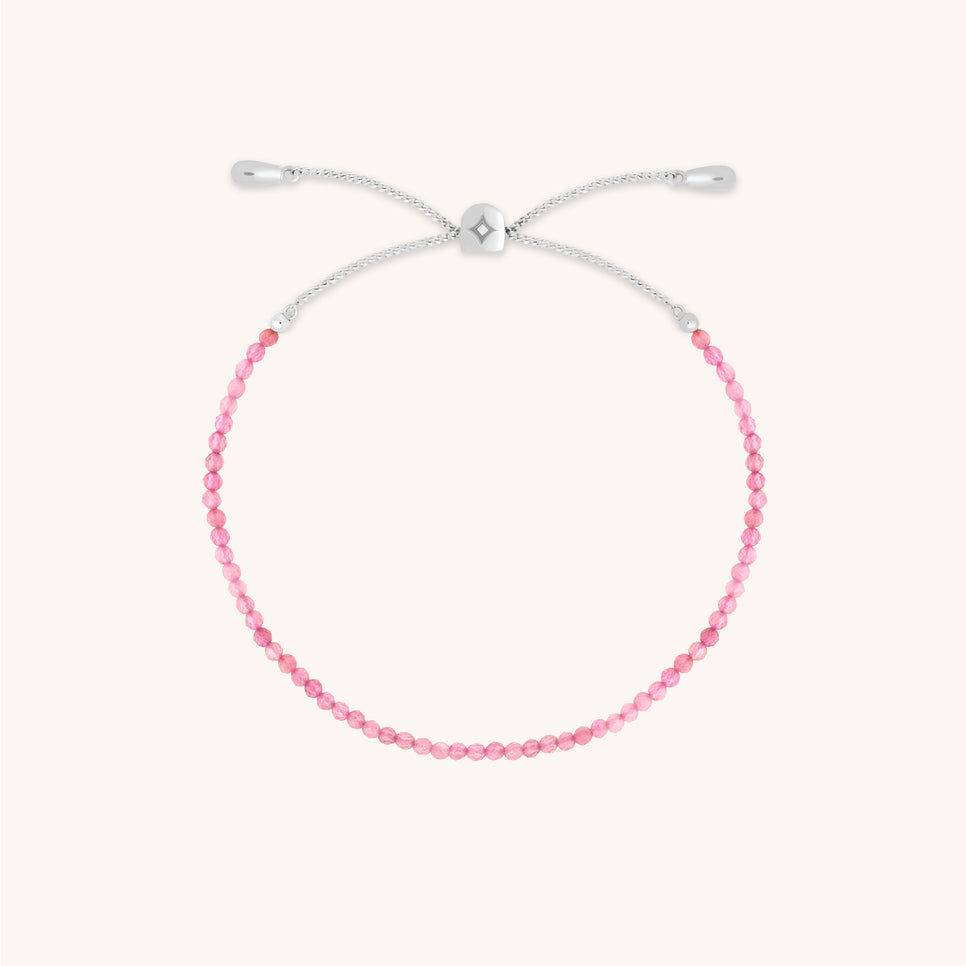 Tourmaline October Beaded Bracelet in Solid White Gold-Astrid & Miyu