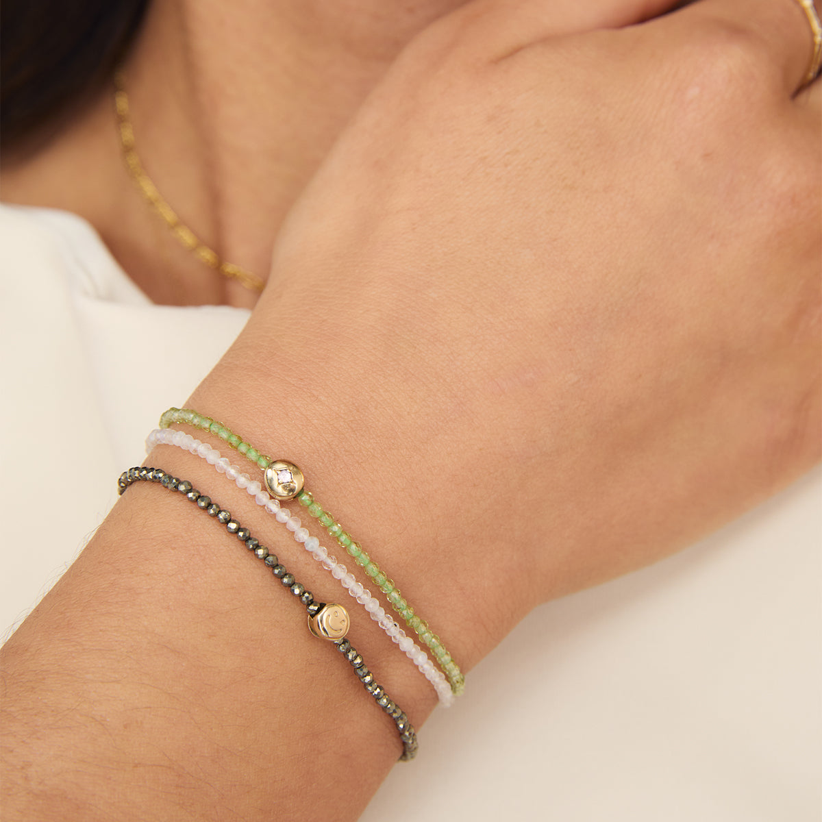 Beaded Jewellery - Moonstone Gemstone Bracelet in 9k Gold - Beaded Bracelet - Astrid & Miyu