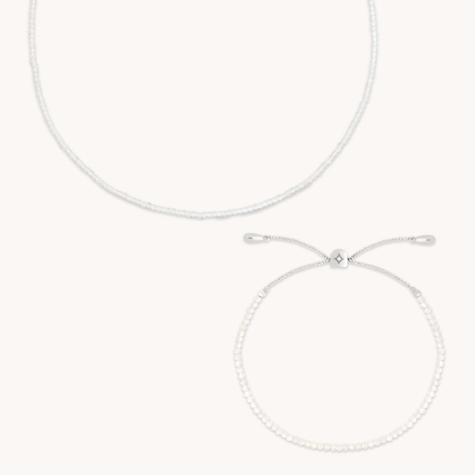 Bold Zodiacs & Zodiac Gift Sets - Moonstone Gemstone Gift Set in 9k White Gold - Stacking Sets - Astrid & Miyu