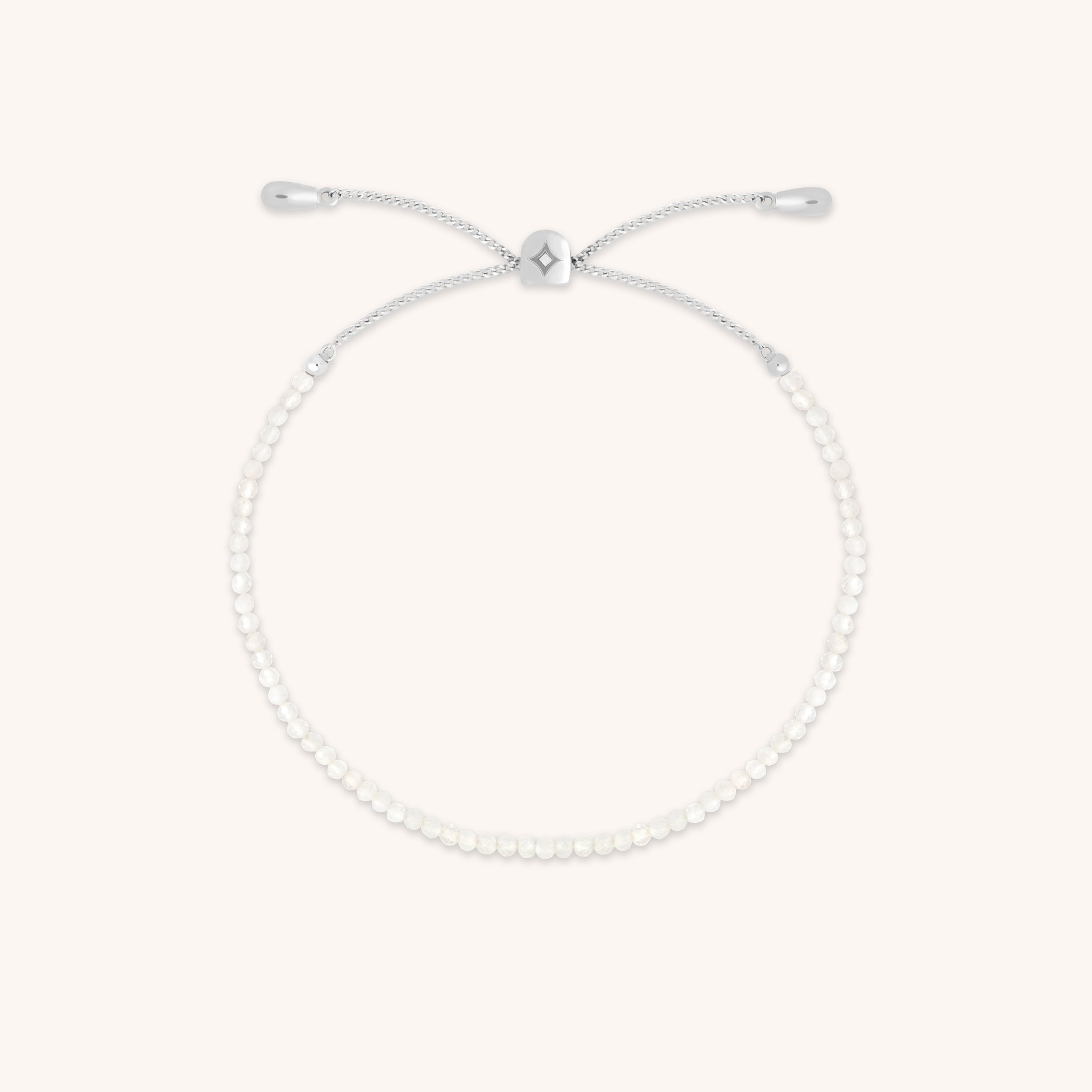 Moonstone June Beaded Birthstone Bracelet in Solid White Gold-Astrid & Miyu