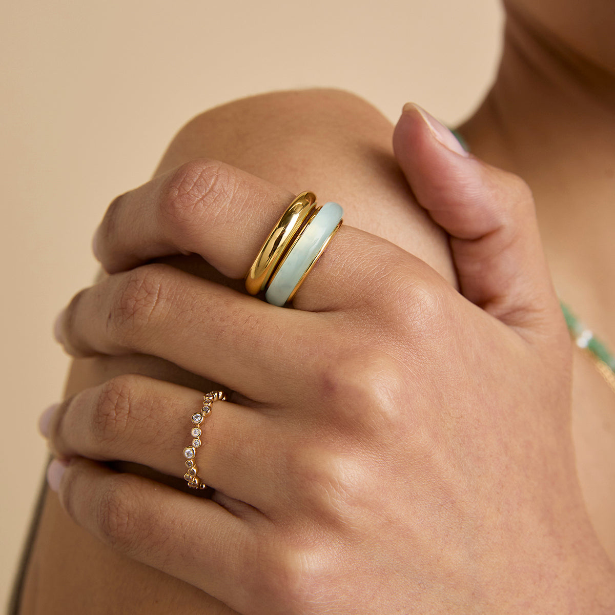 18k Gold Plated Jewellery - Bold Stacking Ring in Gold - Rings - Astrid & Miyu