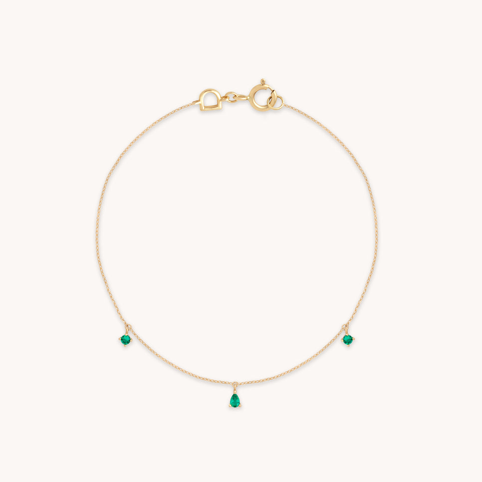 Bracelets - Emerald Charm Bracelet in Solid Gold - Charm Bracelets - Astrid & Miyu