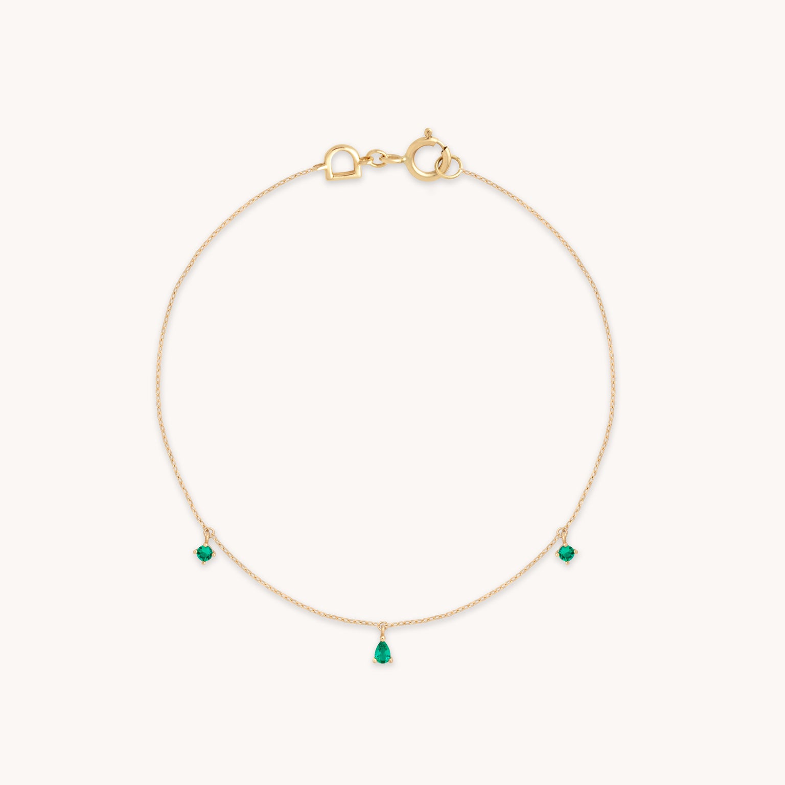Bracelets - Emerald Charm Bracelet in Solid Gold - Charm Bracelets - Astrid & Miyu