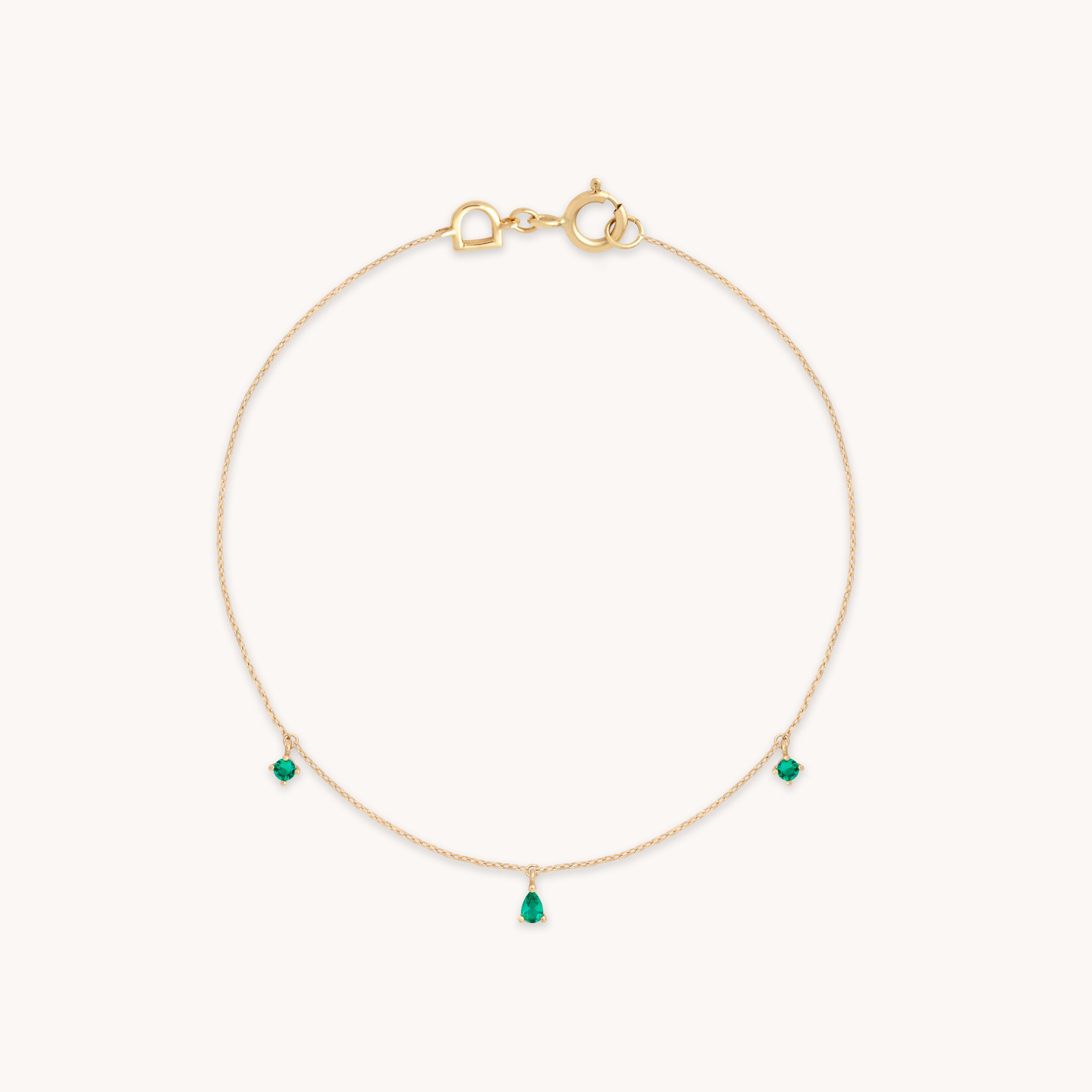 Bracelets - Emerald Charm Bracelet in Solid Gold - Charm Bracelets - Astrid & Miyu